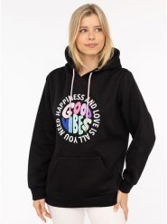 Zwillingsherz Bluza "Happiness and Love" w kolorze czarnym rozmiar: S/M. Czarne bluzy z kapturem damskie Zwillingsherz, m. Za 198.10 zł.