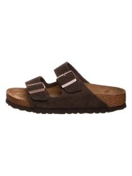 Birkenstock Skórzane klapki "Arizona" w kolorze ciemnobrązowym rozmiar: 43. Brązowe klapki damskie Birkenstock, bez wzorów, ze skóry, bez obcasa. Za 433.95 zł.