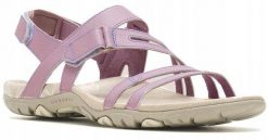 Sandały trekkingowe dla kobiet Merrell SANDSPUR ROSE. Czerwone obuwie trekkingowe damskie MERRELL, bez wzorów, z gumy, bez obcasa. Za 279.99 zł.