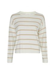 MOSS COPENHAGEN Sweter w kolorze kremowym rozmiar: M/L. Brązowe swetry klasyczne damskie MOSS COPENHAGEN, l, z wiskozy, bez kołnierzyka. Za 149.31 zł.