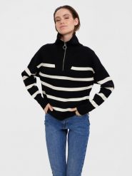 Vero Moda Sweter "Saba" w kolorze czarno-kremowym rozmiar: S. Czarne golfy damskie Vero Moda, s, bez wzorów, bez ramiączek. Za 155.95 zł.