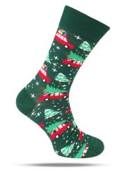 Tematyczne Skarpetki Bawełniane - Świąteczne w Auta. Zielone skarpetki męskie His Story, bez wzorów, z bawełny. Za 34.99 zł.