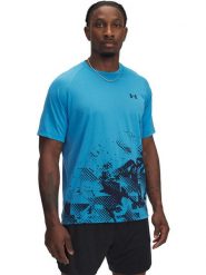 Under Armour Koszulka sportowa w kolorze błękitno-granatowym rozmiar: XL. Niebieskie t-shirty sportowe męskie Under Armour, xl, bez ramiączek, outdoorowe. Za 92.21 zł.