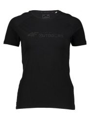 4F Koszulka w kolorze czarnym rozmiar: L. Czarne bluzki damskie 4f, l, bez wzorów, z bawełny, bez kołnierzyka, bez ramiączek. Za 39.49 zł.