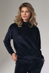 Welurowa Bluza z Kapturem - Granatowa. Brązowe bluzy z kapturem damskie Figl, l, z lycry. Za 229.00 zł.
