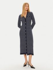 Tommy Hilfiger Sukienka dzianinowa WW0WW43083 Granatowy Regular Fit. Niebieskie sukienki damskie Tommy Hilfiger, m, bez wzorów, z dzianiny, bez kołnierzyka, bez ramiączek. Za 669.99 zł.