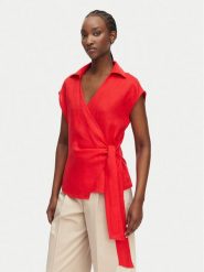 Tommy Hilfiger Bluzka WW0WW49632 Pomarańczowy Regular Fit. Brązowe topy sportowe damskie Tommy Hilfiger, bez wzorów, ze lnu, bez ramiączek. Za 489.99 zł.