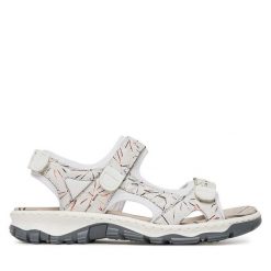 Sandały Rieker. Białe sandały damskie Rieker, bez wzorów, bez obcasa, na płaskiej podeszwie. Za 339.99 zł.