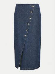Vila Spódnica jeansowa Sym 14099725 Niebieski Regular Fit. Niebieskie spódniczki damskie Vila, bez wzorów, z bawełny. Za 109.99 zł.