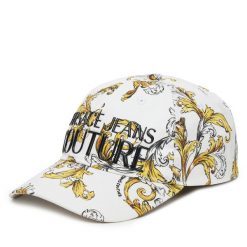 Czapka z daszkiem Versace Jeans Couture. Białe czapki z daszkiem damskie Versace Jeans Couture, bez wzorów, z jeansu. Za 189.99 zł.