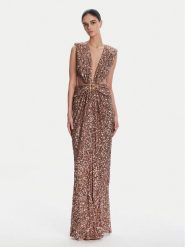 Elisabetta Franchi Sukienka wieczorowa ABR4852E2 181 Brązowy Regular Fit. Brązowe sukienki damskie Elisabetta Franchi, bez wzorów, z syntetyku, wizytowe, bez kołnierzyka, bez ramiączek. Za 3,439.00 zł.