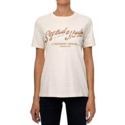 Koszulka sportowa damska Superdry Vintage Script. Białe bluzki sportowe damskie Superdry., m, z bawełny, bez kołnierzyka, bez ramiączek. W wyprzedaży za 84.85 zł.