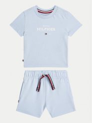 Tommy Hilfiger Komplet t-shirt i spodenki Monotype KN0KN02047 Błękitny Regular Fit. Niebieskie spodnie niemowlęce Tommy Hilfiger, bez wzorów, z bawełny. Za 179.99 zł.