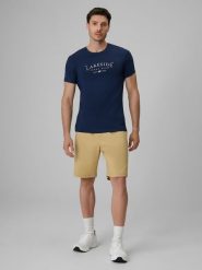 4F Spodenki casual męskie - beżowe XXL. Brązowe szorty męskie 4f, na lato, bez wzorów, z bawełny, casualowe. Za 149.99 zł.