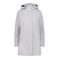 Kurtka puchowa damska z kapturem i zamkiem CMP. Białe kurtki damskie CMP, bez wzorów, z puchu, z kapturem. Za 506.50 zł.