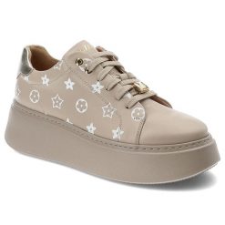 Beżowe Sneakersy Libero Półbuty Damskie Premium. Brązowe półbuty damskie Libero, bez wzorów, ze skóry, eleganckie, bez obcasa. Za 449.00 zł.