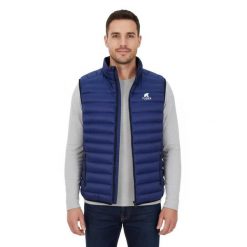 Bezrękawnik puchowy męski Merino Nordend. Niebieskie kamizelki męskie FJORK MERINO, m, z poliamidu. Za 879.00 zł.