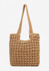 Ciemnobeżowa Torebka Plażowa Typu Shopper w Stylu Boho Galira. Brązowe shopper bag damskie Born2be, bez wzorów, bez dodatków. Za 119.99 zł.