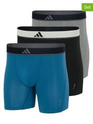 Adidas Bokserki (3 pary) w kolorze szaro-czarno-niebieskim rozmiar: S. Czarne bokserki męskie Adidas, bez wzorów. Za 76.04 zł.