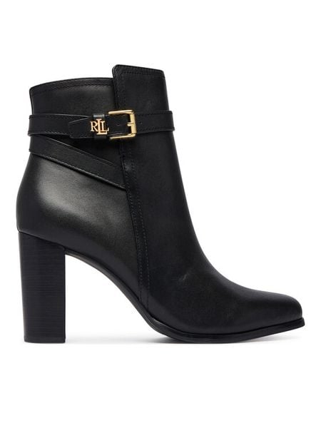 LAUREN RALPH LAUREN Botki Brooke II Calfskin Bootie Heel 802974475004 Czarny. Czarne botki damskie Lauren Ralph Lauren, ze skóry, bez obcasa, na słupku, bez zapięcia. Za 1,199.00 zł.
