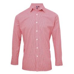 Męska Koszula Z Długim Rękawem Gingham Micro Checked. Białe koszule męskie PREMIER, m, bez wzorów, bez kołnierzyka, bez ramiączek. Za 143.99 zł.