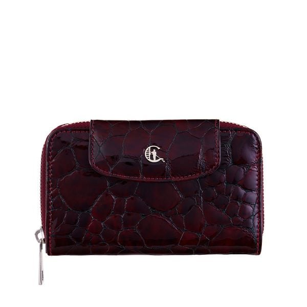 Damski portfel skórzany Canaletto – bordowy lakierowany z RFID | Elegancja i bezpieczeństwo PD1445s78 RFID. Czerwone portfele damskie bez wzorów, z lakierowanej skóry. Za 190.00 zł.