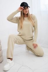 Komplet sweterkowy Bluza + Spodnie ciemny beżowy. Brązowe bluzy bez kaptura damskie KESI, bez wzorów, z poliesteru, eleganckie, plus size. Za 297.97 zł.