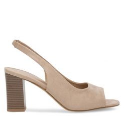 Sandały Clara Barson. Brązowe sandały damskie Clara Barson, bez wzorów, bez obcasa, na słupku. Za 129.99 zł.