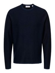 ONLY & SONS Sweter w kolorze granatowym rozmiar: S. Niebieskie swetry męskie Only & Sons, s, bez wzorów, z bawełny, bez kołnierzyka. Za 66.47 zł.