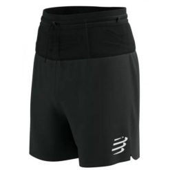 Spodenki do biegania męskie Compressport Trail Racing 2-in-1 Short. Czarne szorty męskie Compressport, bez kołnierzyka. Za 508.99 zł.