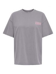 ONLY Koszulka w kolorze szarym rozmiar: L. Szare bluzki damskie Only, l, bez wzorów, z bawełny, bez kołnierzyka, bez ramiączek. Za 87.81 zł.