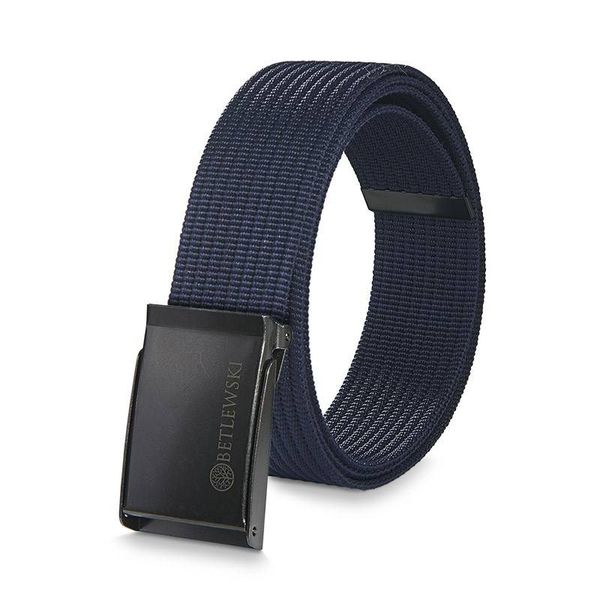 Pasek parciany BETLEWSKI PRC-21_GR-1 L granatowy. Niebieskie paski męskie Betlewski, bez wzorów, z materiału. Za 34.99 zł.