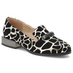 Mokasyny damskie S. Barski, na płaskim obcasie z ozdobą we wzorki wsuwane, czarne, LZ51-505. Czarne mokasyny damskie S.BARSKI. Za 271.99 zł.