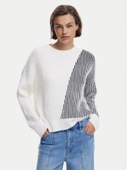 Desigual Sweter Nome 25WWJF26 Biały Regular Fit. Białe swetry klasyczne damskie Desigual, s, z bawełny, bez kołnierzyka. Za 269.99 zł.