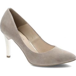 Beżowe Czółenka Damiss Eleganckie Buty Damskie Na Szpilce. Brązowe czółenka damskie DAMISS, z aplikacjami, z zamszu, bez obcasa, na szpilce. Za 299.00 zł.