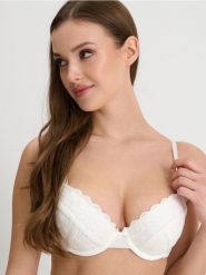 Biustonosz usztywniany z koronką - biały. Białe biustonosze Sinsay, bez wzorów, z koronki. Za 29.99 zł.