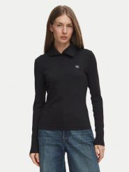 Calvin Klein Jeans Bluzka Henley LV047H203G Czarny Slim Fit. Czarne bluzki damskie Calvin Klein Jeans, l, bez wzorów, z bawełny, bez ramiączek. Za 249.99 zł.