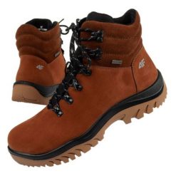 Buty trekkingowe 4F OBMH255 81S brązowe. Brązowe buty trekkingowe męskie z materiału, za kostkę, bez zapięcia, trekkingowe. Za 640.22 zł.