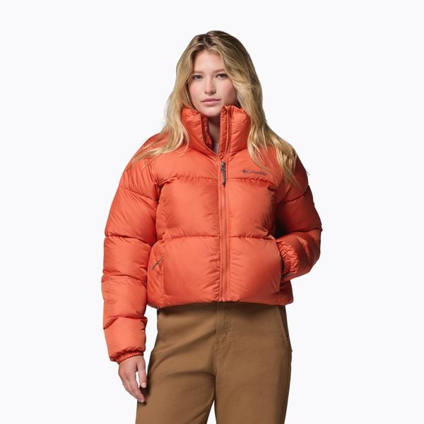 Kurtka ocieplana damska Columbia Puffect II Cropped. Brązowe kurtki damskie Columbia, bez wzorów, z puchu, bez kaptura. Za 439.99 zł.