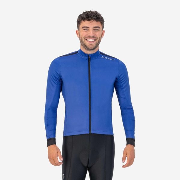 Koszulka rowerowa męska Rogelli Core z długim rękawem. Niebieskie t-shirty sportowe męskie Rogelli, l, z dzianiny, bez ramiączek, rowerowe. Za 144.00 zł.