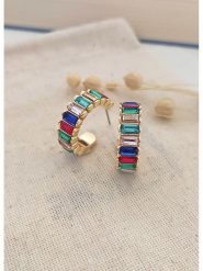 Atelier MIU Pozłacane kolczyki-kreole z cyrkoniami rozmiar: onesize. Żółte kolczyki damskie atelier MIU, z cyrkonią, pozłacane. Za 73.93 zł.