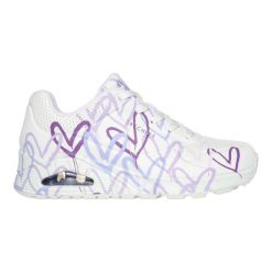 Tenisówki Skechers Model Uno-spread The Love Kolor Biały. Białe trampki i tenisówki damskie Skechers, bez wzorów, z materiału. Za 427.00 zł.