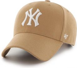 Czapka z daszkiem - New York Yankees Czapka regulowana. Brązowe czapki męskie 47 Brand, bez wzorów, z materiału. Za 190.50 zł.