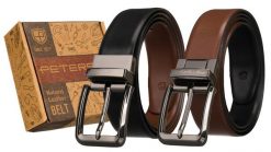 Pasek dwustronny Peterson PTN RB35-105-MET BBR. Paski męskie Peterson, bez wzorów, ze skóry, eleganckie. Za 60.00 zł.