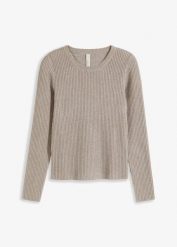 Cienki sweter z lejącej mieszanki wiskozy. Szare swetry klasyczne damskie bonprix, z wiskozy, bez kołnierzyka. Za 97.99 zł.