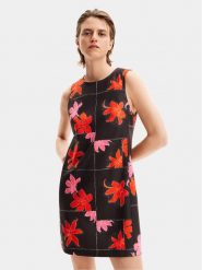 Desigual Sukienka letnia Houston 24SWVW01 Czarny Regular Fit. Czarne sukienki damskie Desigual, na lato, xs, bez wzorów, z syntetyku, bez kołnierzyka, bez ramiączek. Za 279.99 zł.