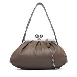 Torebka Weekend Max Mara. Brązowe torebki wieczorowe Weekend Max Mara, bez wzorów, wizytowe, bez kołnierzyka, bez ramiączek. Za 1,839.00 zł.