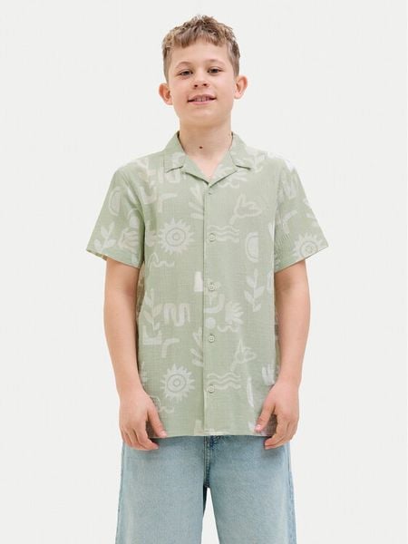 Jack & Jones Junior Koszula Luke 12277298 Zielony Relaxed Fit. Zielone koszule chłopięce JACK & JONES Junior, bez wzorów, z bawełny, bez kołnierzyka, bez ramiączek. Za 79.99 zł.
