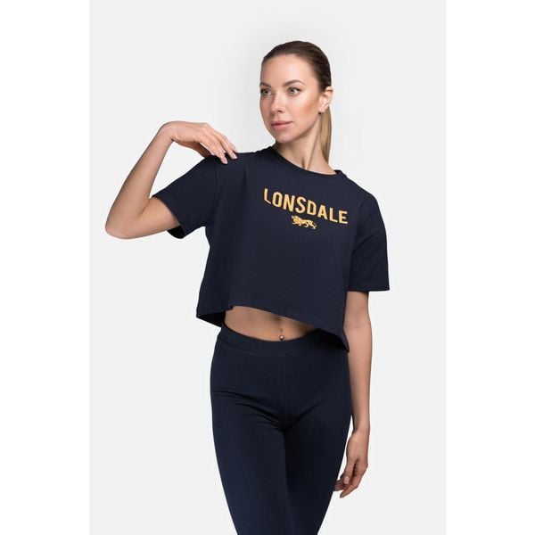 Damska koszulka o kroju oversize Lonsdale Moira. Brązowe bluzki damskie Lonsdale, bez wzorów, sportowe, bez kołnierzyka, bez ramiączek. Za 109.00 zł.