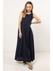 Awama Sukienka w kolorze granatowym rozmiar: L. Niebieskie sukienki damskie Awama, l, bez wzorów, bez kołnierzyka, bez ramiączek, maxi. Za 184.89 zł.